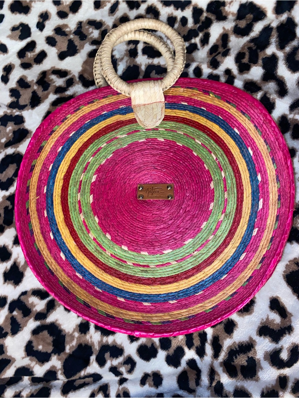 Large Nativa handmade palm leaf woven tote bag